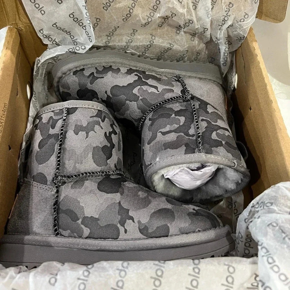 Balabala Faux Ugg Style Boots Grey Camo Fall Winter  Eur 27 NEW - Picture 3 of 8